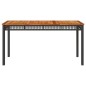 vidaXL Mesa de jardín ratán sintético madera acacia negro 140x80x75 cm vidaXL Mesa de jardín ratán sintético madera acacia negro 140x80x75 cm