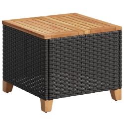 vidaXL Mesa de jardín ratán sintético madera acacia negro 45x45x37 cm