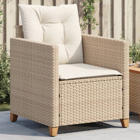 vidaXL Sillón de jardín con cojines ratán sintético beige