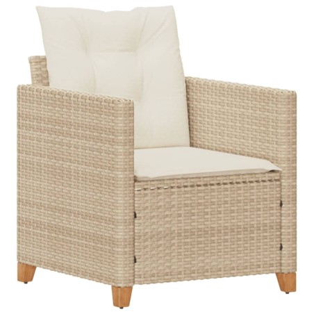 vidaXL Sillón de jardín con cojines ratán sintético beige