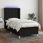 vidaXL Cama box spring colchón y luces LED tela negro 90x190 cm vidaXL Cama box spring colchón y luces LED tela negro 90x190 cm