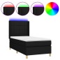 vidaXL Cama box spring colchón y luces LED tela negro 90x190 cm vidaXL Cama box spring colchón y luces LED tela negro 90x190 cm