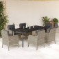 vidaXL Set comedor jardín 7 pzas y cojines ratán sintético gris claro