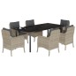 vidaXL Set comedor jardín 7 pzas y cojines ratán sintético gris claro