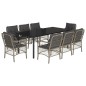 vidaXL Set comedor de jardín 9 pzas cojines ratán sintético gris claro vidaXL Set comedor de jardín 9 pzas cojines ratán sintético gris claro