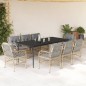vidaXL Set comedor de jardín 9 pzas con cojines ratán sintético beige vidaXL Set comedor de jardín 9 pzas con cojines ratán sintético beige