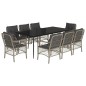 vidaXL Set comedor de jardín 9 pzas cojines ratán sintético gris claro vidaXL Set comedor de jardín 9 pzas cojines ratán sintético gris claro
