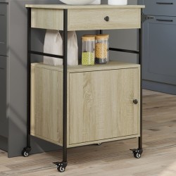 vidaXL Carrito de cocina madera ingeniería roble Sonoma 56x43x89,5 cm