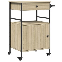 vidaXL Carrito de cocina madera ingeniería roble Sonoma 56x43x89,5 cm
