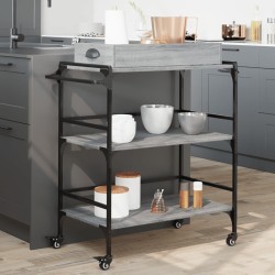 vidaXL Carrito de cocina madera ingeniería gris Sonoma 81,5x41x92,5 cm