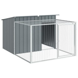 vidaXL Caseta perros con corral acero galvanizado gris 153x194x110 cm