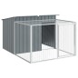 vidaXL Caseta perros con corral acero galvanizado gris 153x194x110 cm