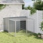 vidaXL Caseta perros con corral acero galvanizado gris 153x194x110 cm