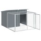 vidaXL Caseta perros con corral acero galvanizado gris 153x194x110 cm
