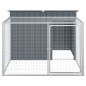 vidaXL Caseta perros con corral acero galvanizado gris 153x194x110 cm