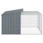 vidaXL Caseta perros con corral acero galvanizado gris 153x194x110 cm