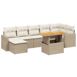 vidaXL Juego de sofás de jardín con cojines beige 8 pzas ratán PE