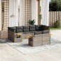 vidaXL Set de muebles de jardín 9 pzas y cojines ratán sintético gris