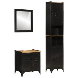 vidaXL Conjunto de muebles de baño 3 pzas madera maciza mango y hierro