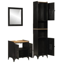 vidaXL Conjunto de muebles de baño 3 pzas madera maciza mango y hierro