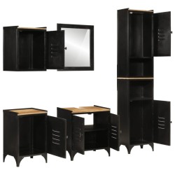 vidaXL Conjunto de muebles de baño 5 pzas madera maciza mango y hierro