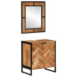 vidaXL Conjunto de muebles baño 2 pzas madera maciza acacia y hierro