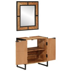 vidaXL Conjunto de muebles baño 2 pzas madera maciza acacia y hierro