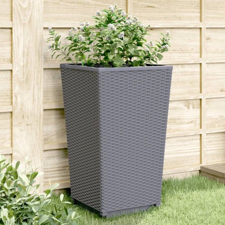 vidaXL Jardineras 2 unidades PP gris 32,5x32,5x57 cm
