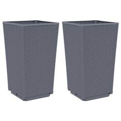 vidaXL Jardineras 2 unidades PP gris 32,5x32,5x57 cm