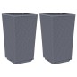 vidaXL Jardineras 2 unidades PP gris 32,5x32,5x57 cm vidaXL Jardineras 2 unidades PP gris 32,5x32,5x57 cm