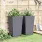 vidaXL Jardineras 2 unidades PP gris 32,5x32,5x57 cm vidaXL Jardineras 2 unidades PP gris 32,5x32,5x57 cm