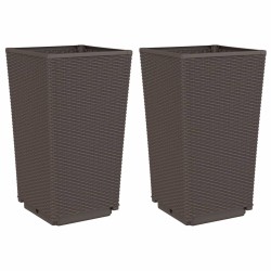 vidaXL Jardineras 2 unidades PP marrón 32,5x32,5x57 cm