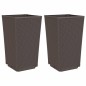 vidaXL Jardineras 2 unidades PP marrón 32,5x32,5x57 cm vidaXL Jardineras 2 unidades PP marrón 32,5x32,5x57 cm