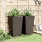 vidaXL Jardineras 2 unidades PP marrón 32,5x32,5x57 cm vidaXL Jardineras 2 unidades PP marrón 32,5x32,5x57 cm