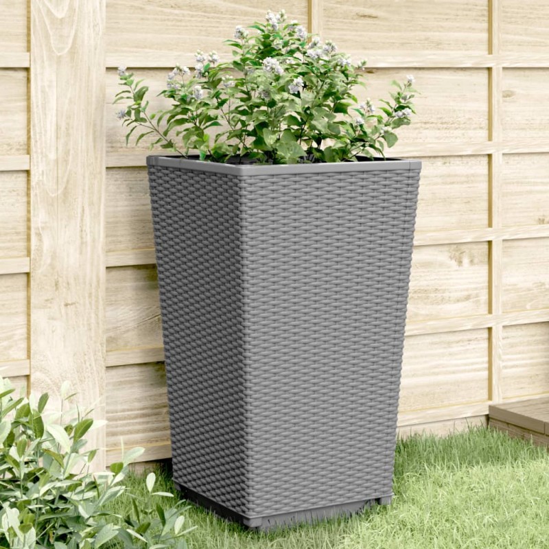 vidaXL Jardineras 4 unidades PP gris claro 32,5x32,5x57 cm vidaXL Jardineras 4 unidades PP gris claro 32,5x32,5x57 cm