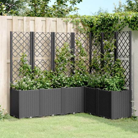 vidaXL Jardinera con enrejado PP negro 160x120x140 cm