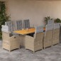 vidaXL Set comedor de jardín 9 pzas con cojines ratán sintético beige vidaXL Set comedor de jardín 9 pzas con cojines ratán sintético beige