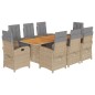 vidaXL Set comedor de jardín 9 pzas con cojines ratán sintético beige vidaXL Set comedor de jardín 9 pzas con cojines ratán sintético beige
