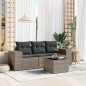 vidaXL Set de sofás de jardín 4 pzas y cojines ratán sintético gris vidaXL Set de sofás de jardín 4 pzas y cojines ratán sintético gris