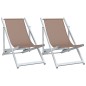 vidaXL Sillas de playa plegables 2 uds aluminio y textilene marrón vidaXL Sillas de playa plegables 2 uds aluminio y textilene marrón
