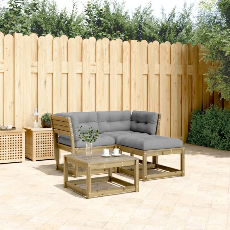 vidaXL Set de sofás jardín 3 pzas con cojines madera pino impregnada vidaXL Set de sofás jardín 3 pzas con cojines madera pino impregnada