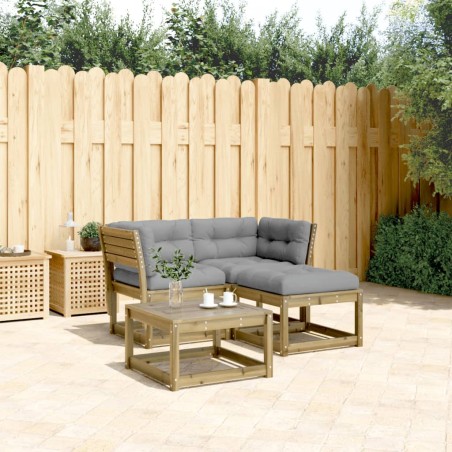 vidaXL Set de sofás jardín 3 pzas con cojines madera pino impregnada