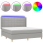 vidaXL Cama box spring colchón y luces LED tela gris claro 180x200 cm vidaXL Cama box spring colchón y luces LED tela gris claro 180x200 cm