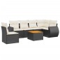 vidaXL Set de comedor de jardín 7 pzas y cojines ratán sintético negro