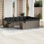 vidaXL Set de sofás de jardín 11 pzas y cojines ratán sintético gris vidaXL Set de sofás de jardín 11 pzas y cojines ratán sintético gris