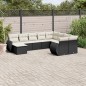 vidaXL Set de sofás de jardín 10 pzas cojines ratán sintético negro vidaXL Set de sofás de jardín 10 pzas cojines ratán sintético negro