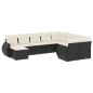 vidaXL Set de sofás de jardín 10 pzas cojines ratán sintético negro vidaXL Set de sofás de jardín 10 pzas cojines ratán sintético negro