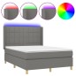 vidaXL Cama box spring colchón y luces LED tela gris oscuro 140x190 cm vidaXL Cama box spring colchón y luces LED tela gris oscuro 140x190 cm