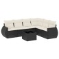 vidaXL Set de comedor de jardín 7 pzas y cojines ratán sintético negro