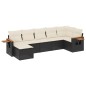 vidaXL Set de comedor de jardín 7 pzas y cojines ratán sintético negro vidaXL Set de comedor de jardín 7 pzas y cojines ratán sintético negro